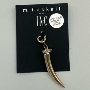 Gold horn pendant with faux diamonds